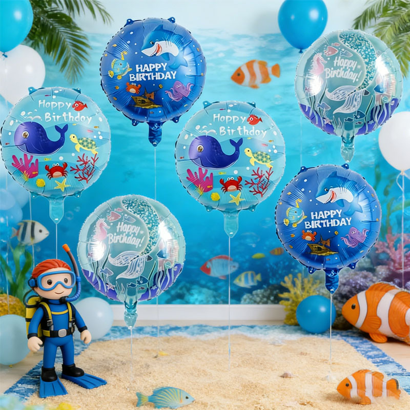 Marine Aquarium Decorations - 6 Buah Set Balon Pesta Tema