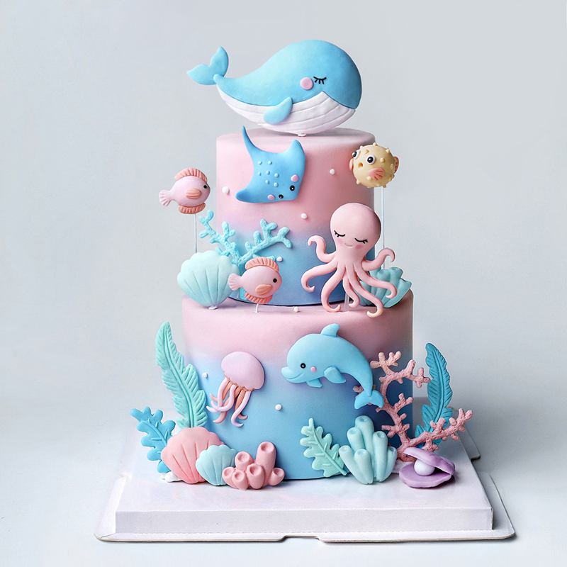 Marine Aquarium Decorations - Dekorasi Kue Paus Gurita Laut Dekorasi