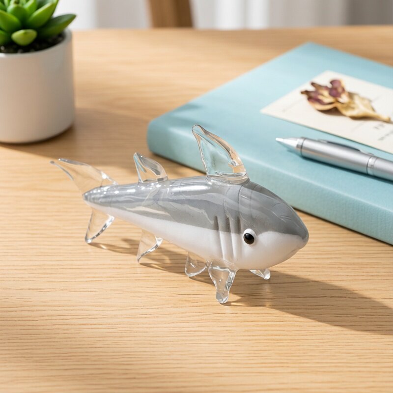 Figurin Hiu Kaca Murano Abu-ab - Marine Aquarium Home ulasan dan harga