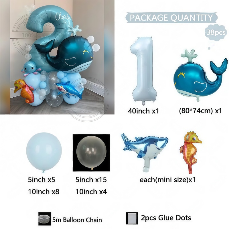 38Pcs Set Balon Ulang Tahun Be - Marine Aquarium Decorations ulasan dan harga