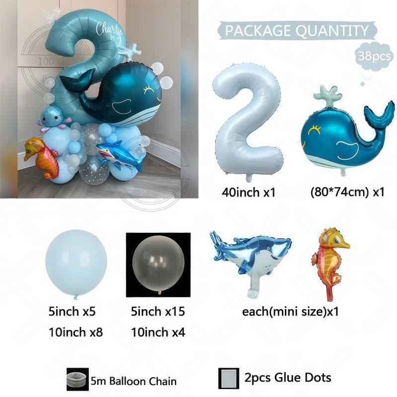 38Pcs Set Balon Ulang Tahun Be - Marine Aquarium Decorations ulasan dan harga